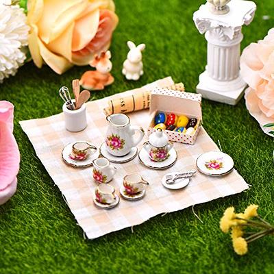 Mini Ceramic Tea Set 1:12 Miniature Flower Pattern Kitchen - Temu