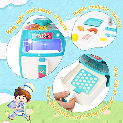 Toy Air Fryer, Play Kitchen Accessories Set for Toddlers - Kids Kitchen  Playset W/Music & Color