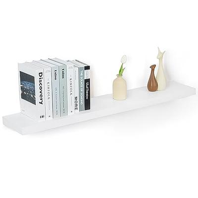 UniForU Wood Floating Shelves 4 in 1 Mounted (L 16 x W 6 inches) Storage Shelves for Kitchen, Bathroom, Bedroom, Living Room. Set of 2 with 5