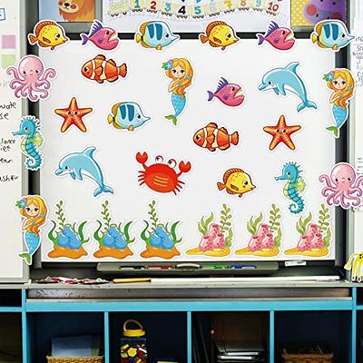 48 Pcs Fish Cutouts Paper Colorful Classroom Decoration Ocean Sea Animal  Cutouts Accents Tropical Fish Accents Cutouts with Glue Point Dots for