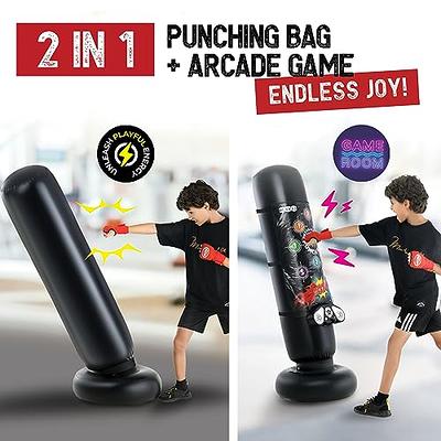 Kids Boxing Bag - Punching Bag for Kids with Electronic Wireless Music Mat  with Lights, Scoreboard, 8 Sounds, 4 Modes, and Memory Game Play22USA