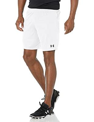 Under Armour Baseline 10in. Mens Shorts in White-Bolt Red-Black