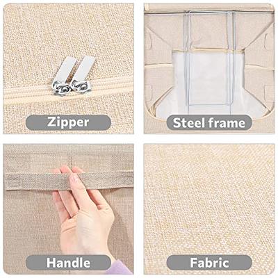 3 Pack Clothes Storage Bins - Foldable Metal Frame Storage Box - Stackable  Linen Fabric Organizer Set with Carrying Handles and Clear Window (Beige,  15.7x11.8x11.8inch(36L)) - Yahoo Shopping