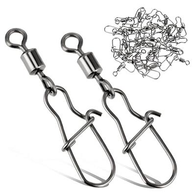 CRAZY SHARK 50pcs Fishing Swivels Snaps Rolling Barrel Swivel with Safety  Snap Interlock Snaps, Stainless Steel Solid Fishing Swivels Saltwater  Freshwater Snap Connector - Yahoo Shopping