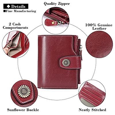 Red Leather Bifold small and compact wallet