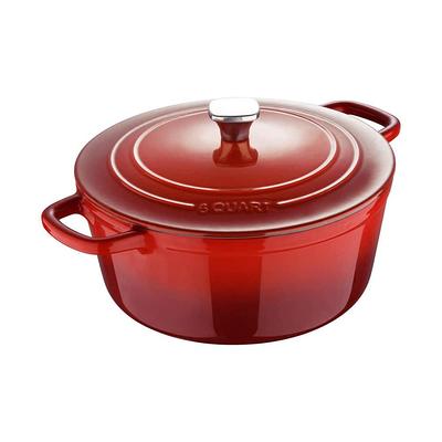 3 qt. Durable Cast Iron Dutch Oven Casserole Pot in Red Ombre Enamel