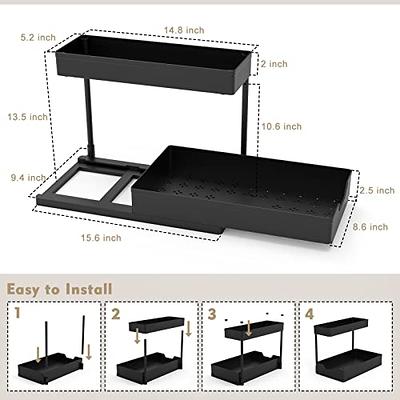 REALINN Under Sink Organizer, Pull Out Cabinet Organizer 2 Tier Slide Out  Sink Shelf Cabinet Storage Shelves, Under Sink Storage for Kitchen Bathroom