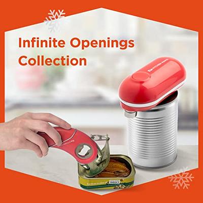PrinChef Can Opener Manual, Can Tin Bottle Opener with Magnet -  No-Trouble-Lid-Lift, Handheld Can Opener Smooth Edge with Sharp Blade,  Heavy Duty and Easy to Use, for Seniors with Arthritis, Red 