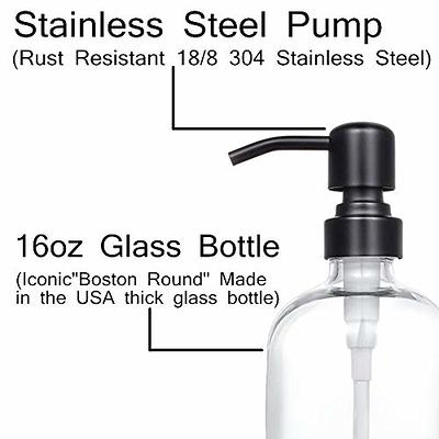 2pk 16oz Matte Black Glass Soap Dispenser 