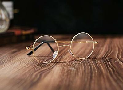 COASION Vintage Round Clear Glasses Small Metal Frame Non Prescription Lens  Eyeglasses (Gold) - Yahoo Shopping