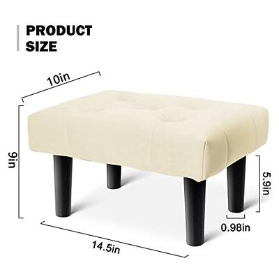 Small Footstool Ottoman,Velvet Soft Footrest Ottoman With Wood Legs,Sofa  Footrest Extra Seating For Living Room Entryway Office