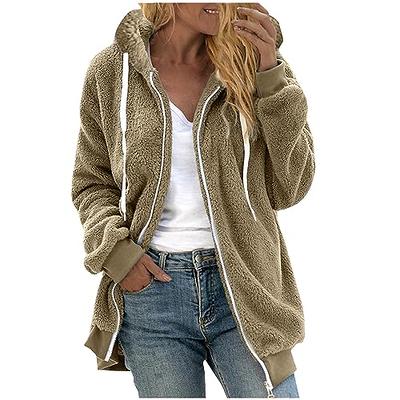 COZZIPLUS Womens Fleece Lined Jacket with Hooded, Full Zip Lightweight  Fleece Sweater with Pockets, Womens Long Sleeve Fleece Lined Coat (Beige  Mix, S) at  Women's Coats Shop