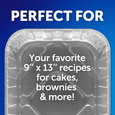 Reynolds Kitchens Bakeware Aluminum Pans with Lids, Blue, 8x8 Inch, 3 Count