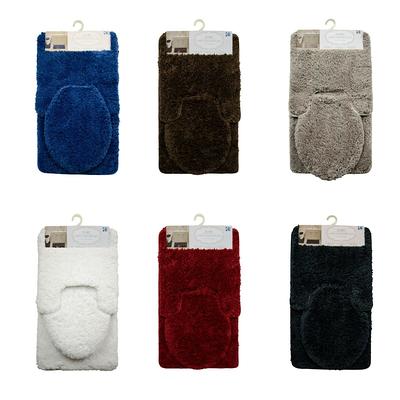 Elegant Homes 3 Piece Bathroom Rug Set Bath Rug, Contour Mat, Lid