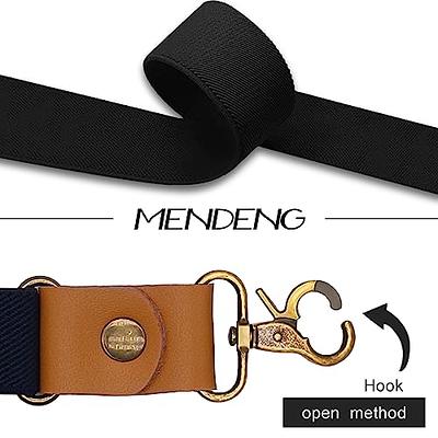 MENDENG Vintage Bronze 4 Swivel Hook Suspenders for Men Adjustable