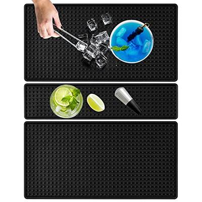 Black Rubber Coffee Bar Mats for Countertop Spills (18 x 12 In, 2 Pack)