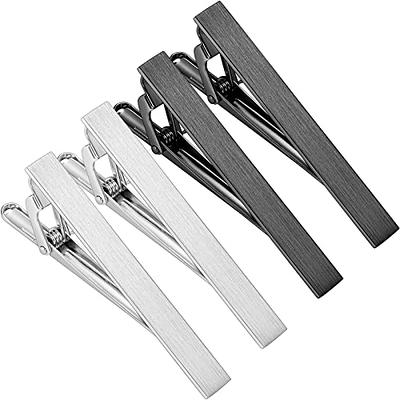 Lystaii 4pcs Tie Tack Pins Tie Clips for Men Father's Day Gift Silver  Necktie Bar Pinch Clip Set 2.3 Inch Metal Clasps Business Professional  Fashion