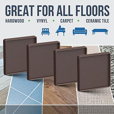 Non Slip Furniture Pads - Round Rubber Anti Skid Caster Cups Leg Coasters - Couch, Chair, Feet, and Bed Stoppers with Anti - Sliding Floor Grip 