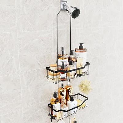 Skyapex Shower Caddy Over Showerhead, Extra Long Adjustable Shower  Organizer Hanging with Hooks Shampoo Soap Holder, Black Large Capacity  Hanging