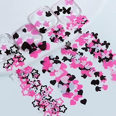 Heart Nail Art Stickers Decals 3D Heart Nail Glitter Sequins Holographic  Valentines Nail Art Supplies Sparkle Nail Flakes Mixed Butterfly Flower  Heart