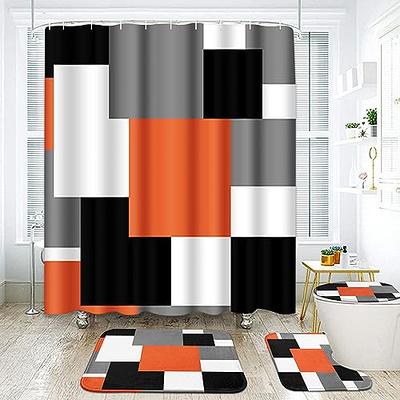 4 Pcs Bathroom Shower Curtain Set,Black Stripe Bathroom Decor