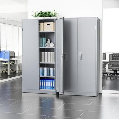 INTERGREAT Metal Storage Cabinet, 71 Locking Steel Cabinets with 2 Door  and 4 Adjustable Shelves, Tall Metal Cabinet for Home Office, Garage,  Warehouse (Cement Grey) - Yahoo Shopping