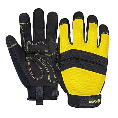 KAYGO Work Gloves for Men, KG125M Mechanic Utility Work Gloves for All Purpose, Excellent Grip, Heavy Duty, Improved Dexterity, Touch Screen, Large