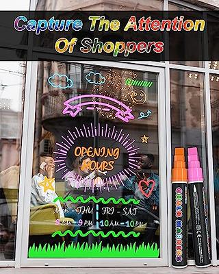  Car Window Markers for Auto Glass Washable - Liquid Window  Chalk Markers Pen with 10mm Jumbo Wide Tips, 8 Neon Colors Chalkboard  Markers, Window Paint Markers for Menu Board, Blackboards