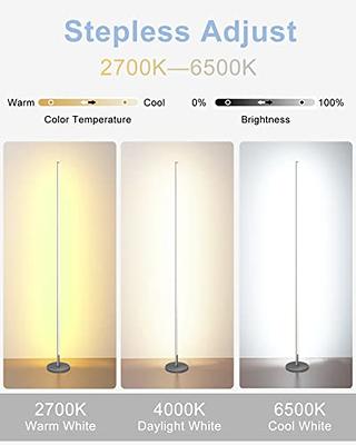 TACAHE Minimalist Corner Floor Lamp - 2700K-6500K Dimmable LED Night Light  - Modern Standing Mood Lamp with Remote Control for Living Room, Bedroom -  57 12W - Silver - Yahoo Shopping