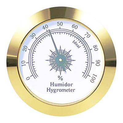 Medium Round Analog Hygrometer Humidity Gauge for Humidors - Color: Gold