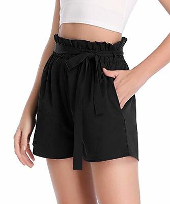 Dilgul Shorts for Women Elastic High Waisted Striped Summer Shorts with  Pockets Black-X-Small - Yahoo Shopping