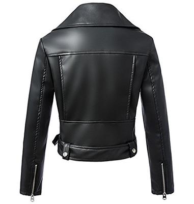 Tanming Women's Faux Leather Moto Biker Short Coat Jacket