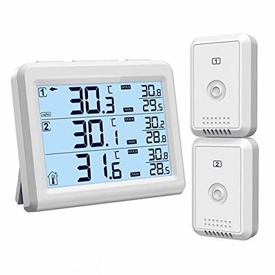 Geevon Indoor Outdoor Thermometer Wireless Digital Thermometer Temperature  with LCD Backlight Can Receive Signals from 3 transmitters,200ft/60m Range