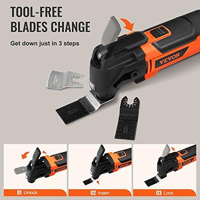 VEVOR Multitool Oscillating Tool Corded 2.5 Amp, Oscillating Saw Tool with  LED Light, 6 Variable Speeds, 3.1° Oscillating Angle, 11000-22000 OPM,  16PCS Saw Accessories & BMC Case