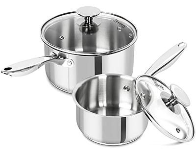 DELARLO Tri-Ply Stainless Steel Small Saucepan With Lid, Induction Cooking  Sauce Pot Sauce Pans, Stainless Steel Heavy Bottom Saucier Pot Cookware