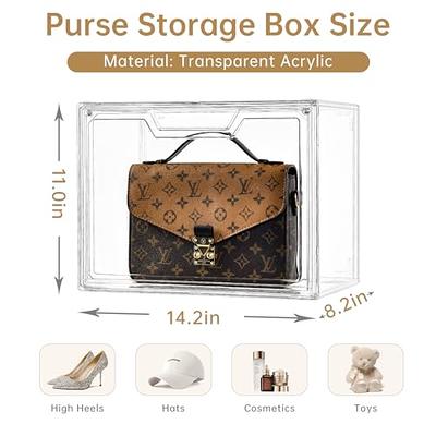 Clear Purse Storage Box Stackable Storage Box Display Case With Magnetic  Door | eBay