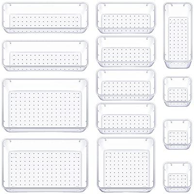 13 PCS Clear Drawer Organizers Set 5 Sizes Plastic Vanity Drawer