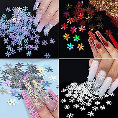 Christmas Nail Art Charms Red Green Glitter Nail Powder Dust Sequins Winter  Jewelry Rhinestones Set 12 Grids for Women Girls Nail Decor Face Hair Body