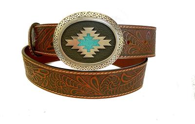 Buy Rhinestone Buckle Belt Cowgirl, Brown Full Grain Leather