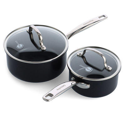 GreenPan Swift Ceramic Nonstick 10' and 12' Frypan Pan Skillet Set (Black)