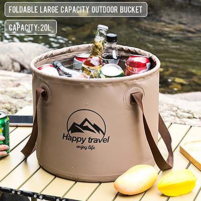 2 Pack Collapsible Buckets,Camping Water Storage Container 5 Gallon(20L) Portable Folding Bucket Wash Basin for Traveling Hiking Fishing Boating