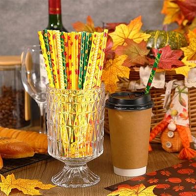 Fall Leaf Thanksgiving Party Straws DIY