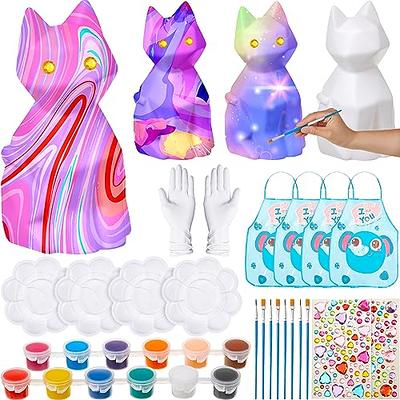 Liitrsh 4 Set Paint Your Own Cat Lamp Art Kit DIY Geometric Night Light Cat  Craft