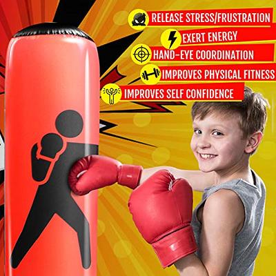 Inflatable Kids Punching Bag with Boxing Gloves, 47 High Free Standing  Bounce