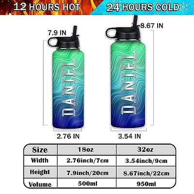 Personalised Water Bottle with Flip Top Straw 800ml Kids School Metal  Drinks Cup