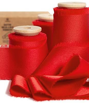 Vitalizart Christmas Red Ribbon for Gift Wrapping 1 1/2 inch Tulle Fabric  Ribbon for Wedding Decor Bridal Shower Hair Bow Maker Flower Bouquet Card