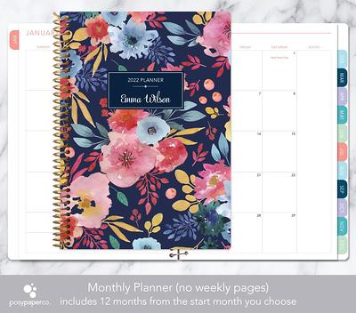 blue watercolor stripes 2021 2022 no weekly view MONTHLY PLANNER 12 month calendar monthly tabs personalized choose your start month
