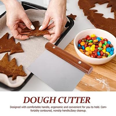 Dough Scraper Stainless Steel Bench Scraper Wood Handle Dough Bread Kitchen  Pastry Tool For Bread Pizza Dough Baking (black 1pc)