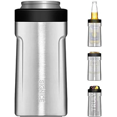 4 In 1 Insulated Universal Can Cooler with Lid - Newest Signice  12 Oz Stainless Steel Can Cooler Double Walled Vacuum Insulator for Skinny  Tall Slim Standard Regular Can Beer Bottle (