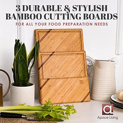 Organic Bamboo Cutting Board with Juice Groove (3,Piece Set)